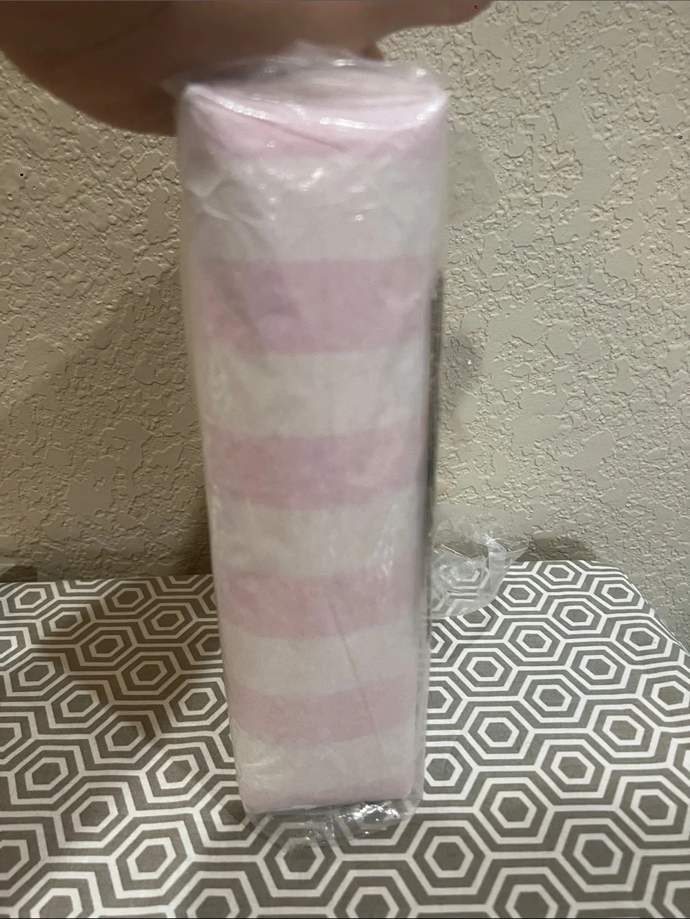 Victoria’s Secret Striped Pink Travel Cosmetic Pouch with Lettering